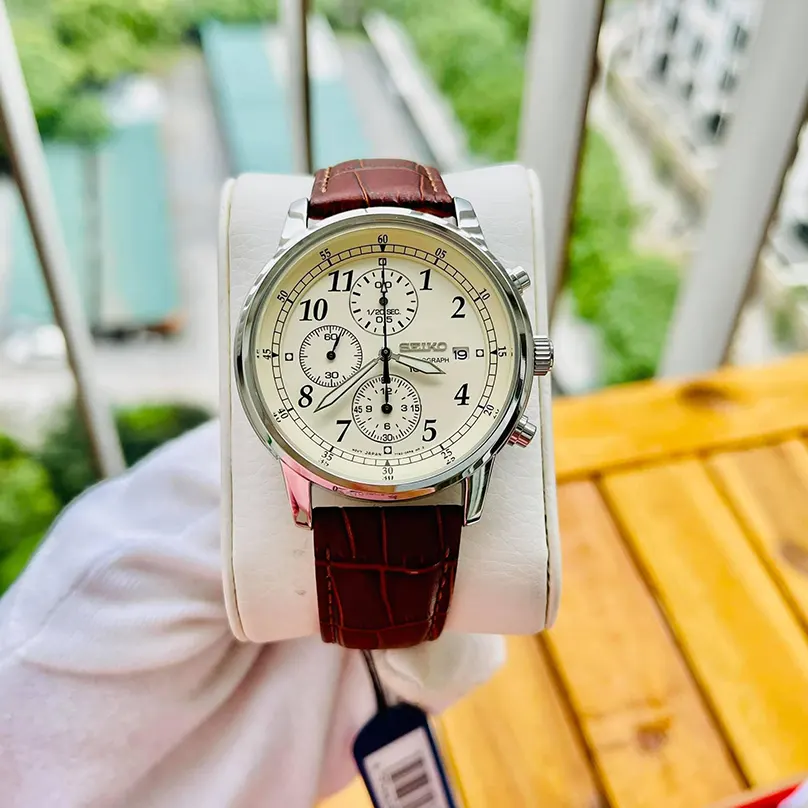Seiko Chronograph Quartz Beige Dial Men's Watch- SNDC31P1